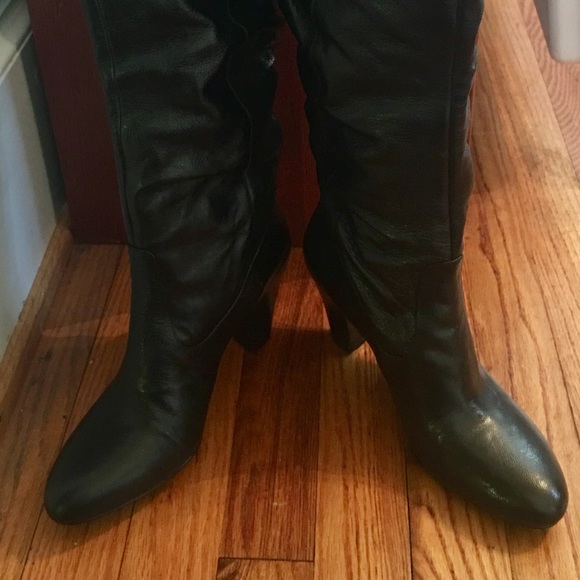 NWOT Nine West Sousanna Black Leather Boots - Picture 2 of 7